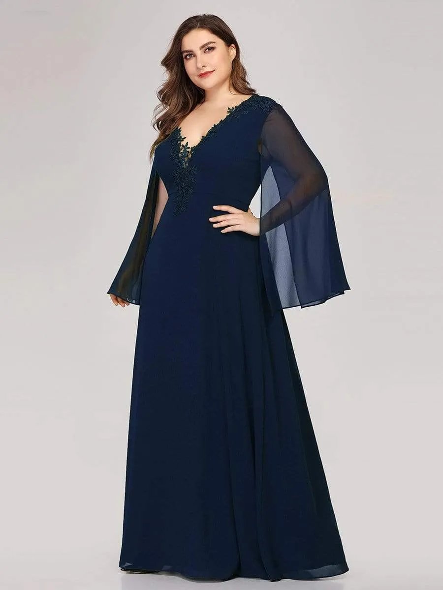 Plus Size Mother of the Bride Gowns for Women with Long Sleeves