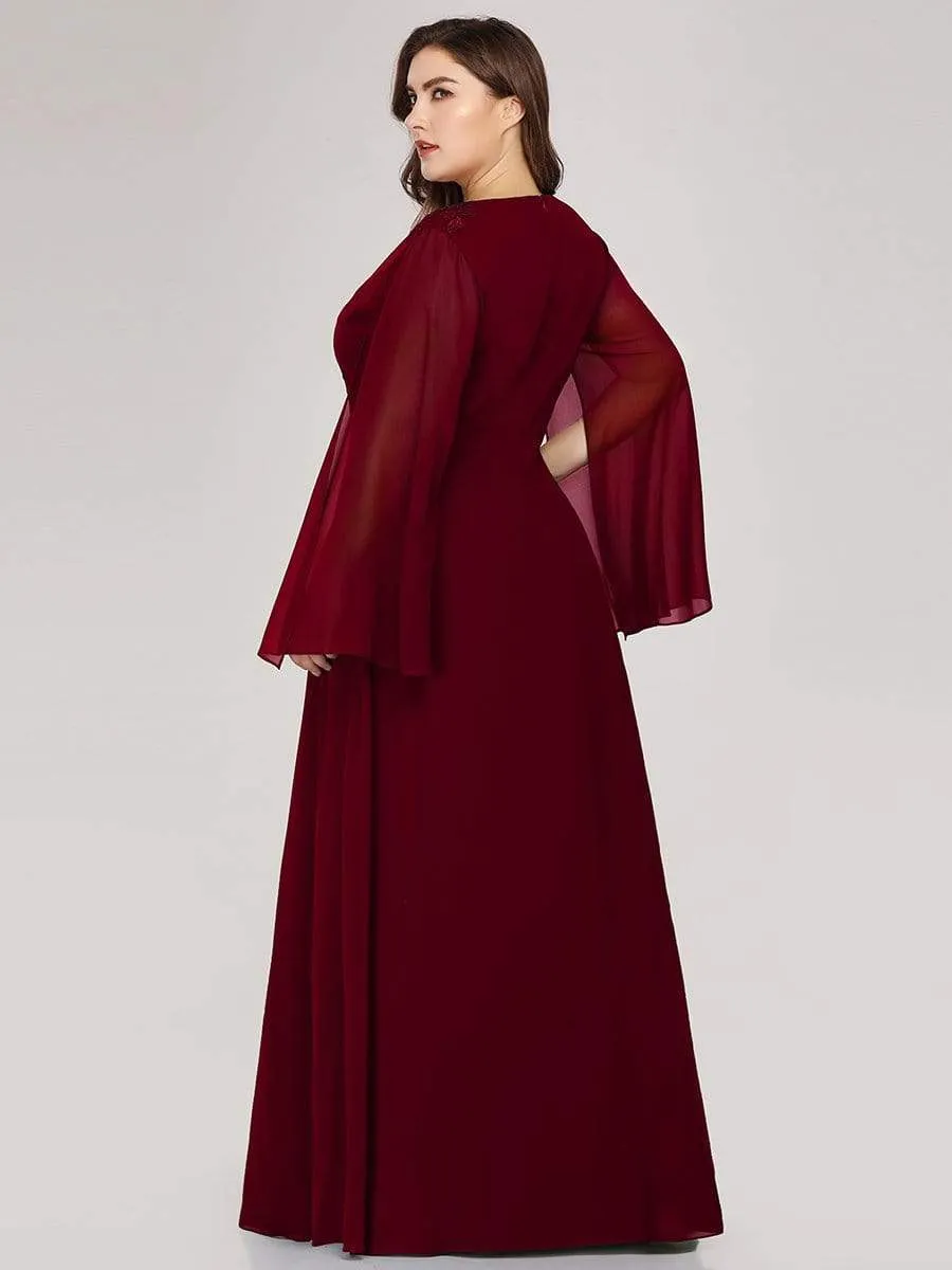 Plus Size Mother of the Bride Gowns for Women with Long Sleeves