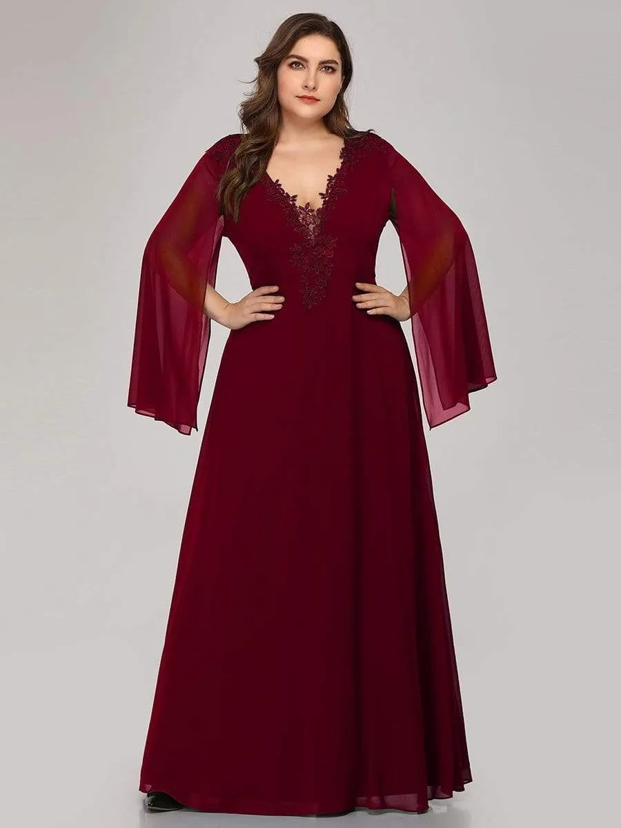 Plus Size Mother of the Bride Gowns for Women with Long Sleeves