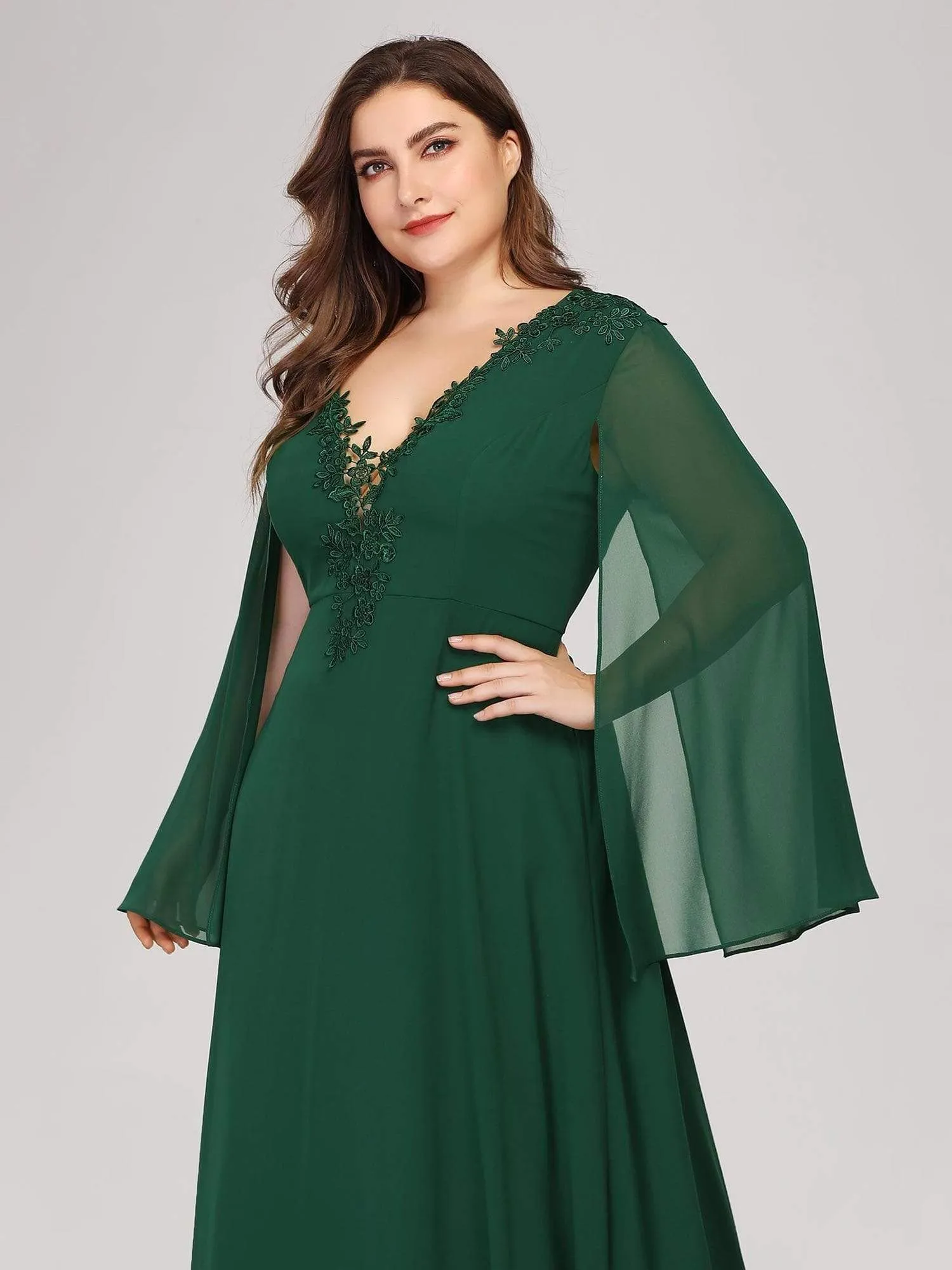Plus Size Mother of the Bride Gowns for Women with Long Sleeves