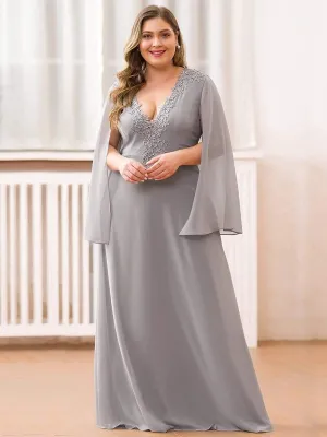 Plus Size Mother of the Bride Gowns for Women with Long Sleeves