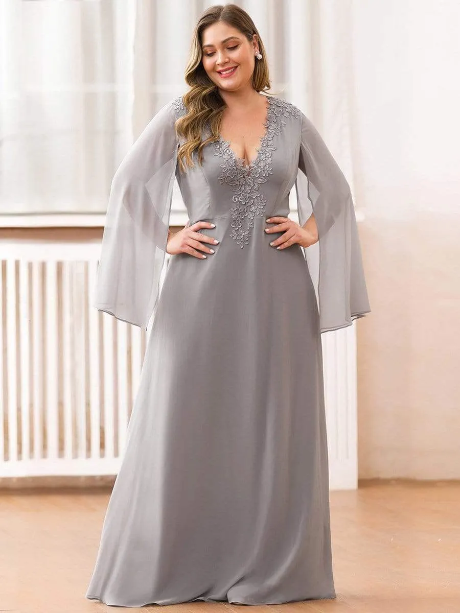 Plus Size Mother of the Bride Gowns for Women with Long Sleeves