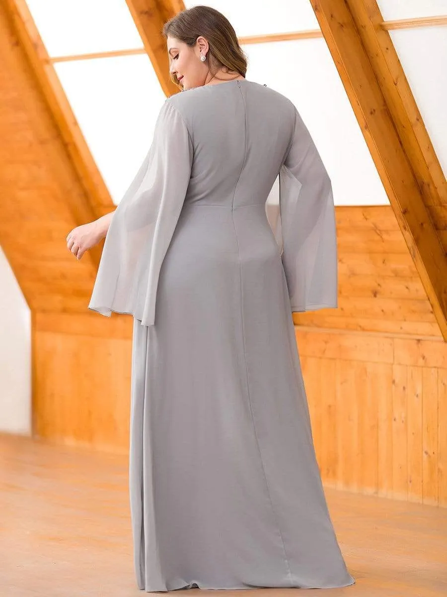 Plus Size Mother of the Bride Gowns for Women with Long Sleeves