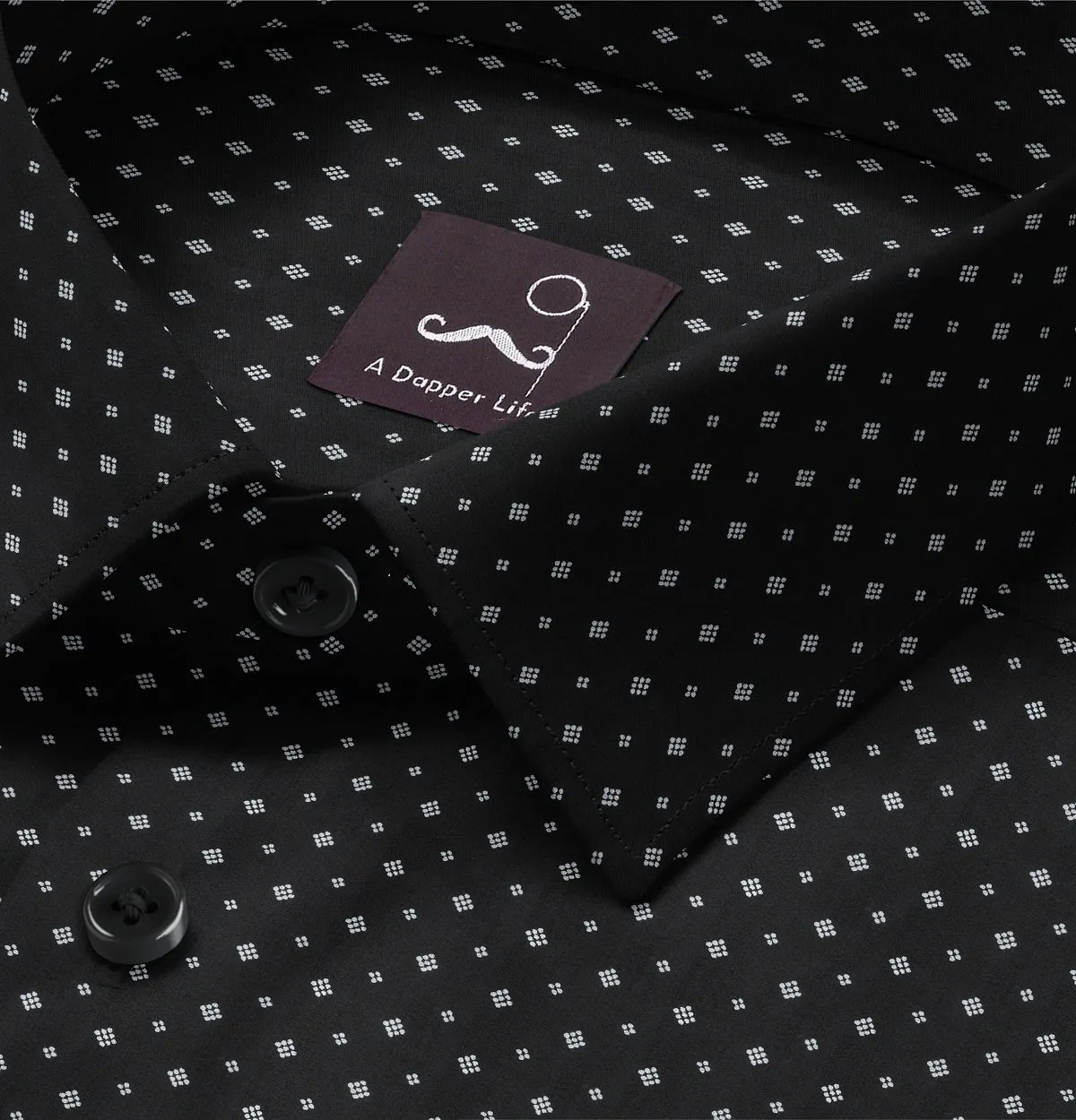 Pure Cotton - Long Sleeve - Black with White Dot Diamonds
