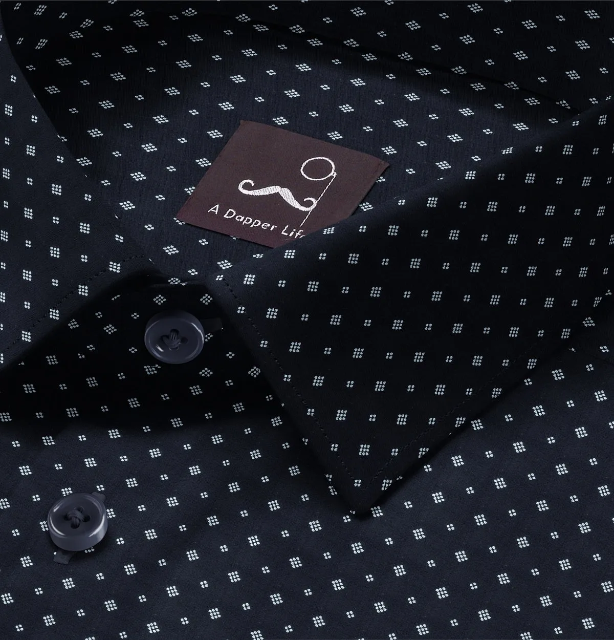 Pure Cotton - Long Sleeve - Navy with White Dot Diamonds