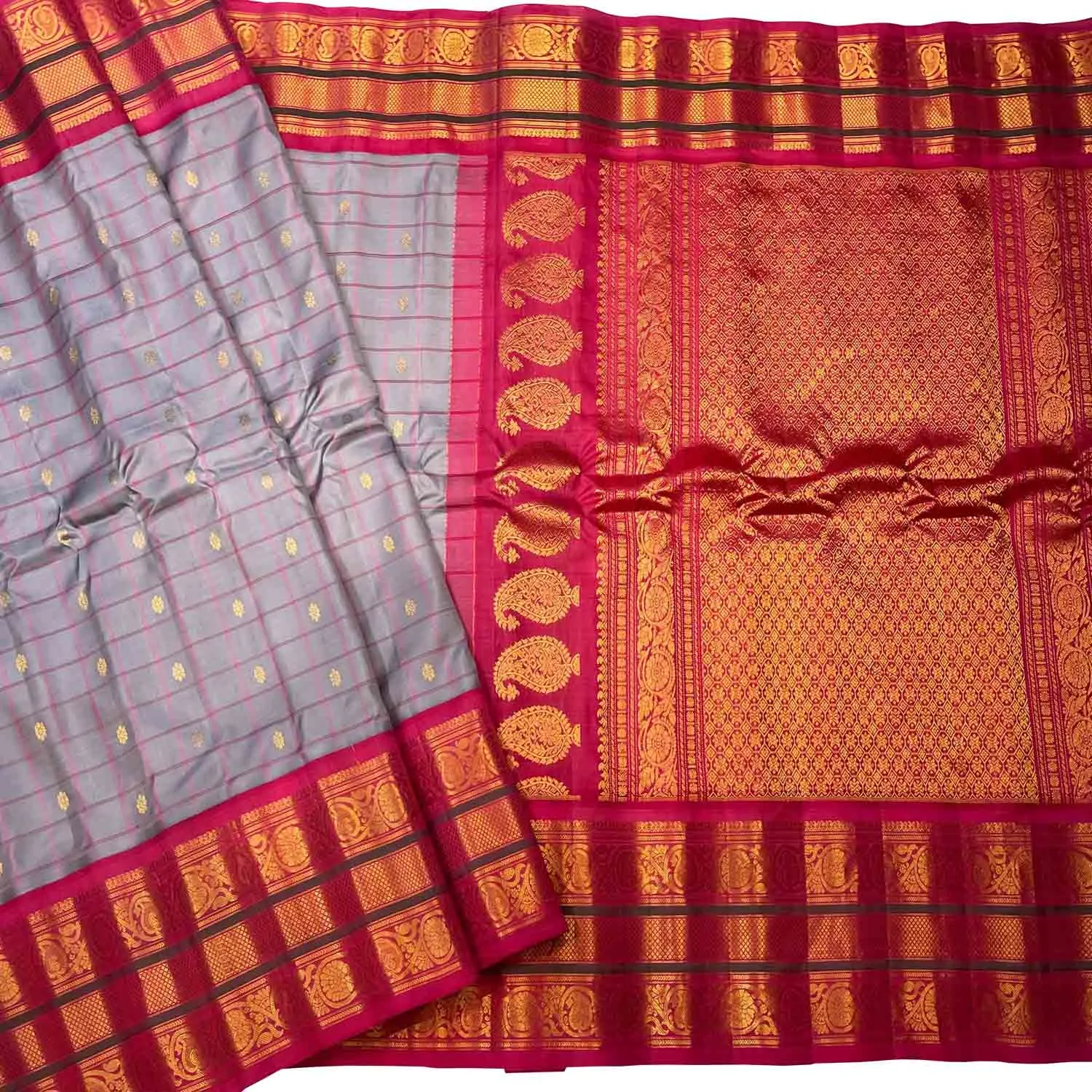 Purple Gadwal Handloom Pure Silk Saree - Elegant and Timeless