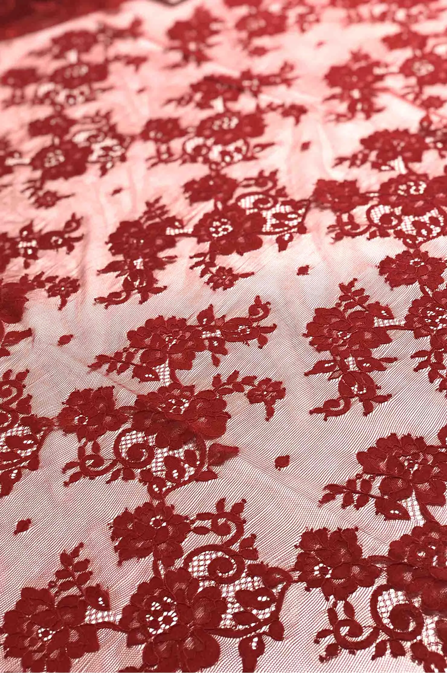 Red French Plain Lace FLP-005/2 Fabric