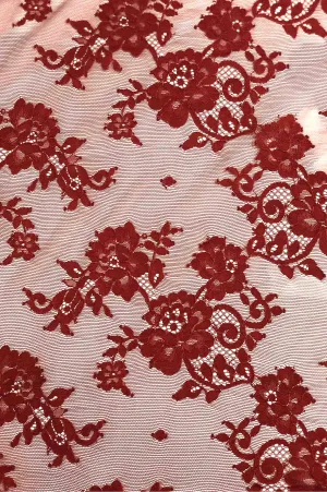 Red French Plain Lace FLP-005/2 Fabric