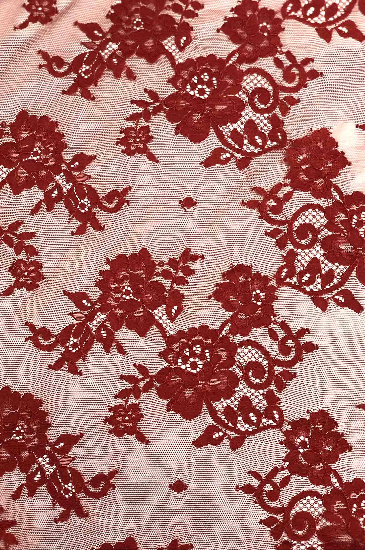 Red French Plain Lace FLP-005/2 Fabric