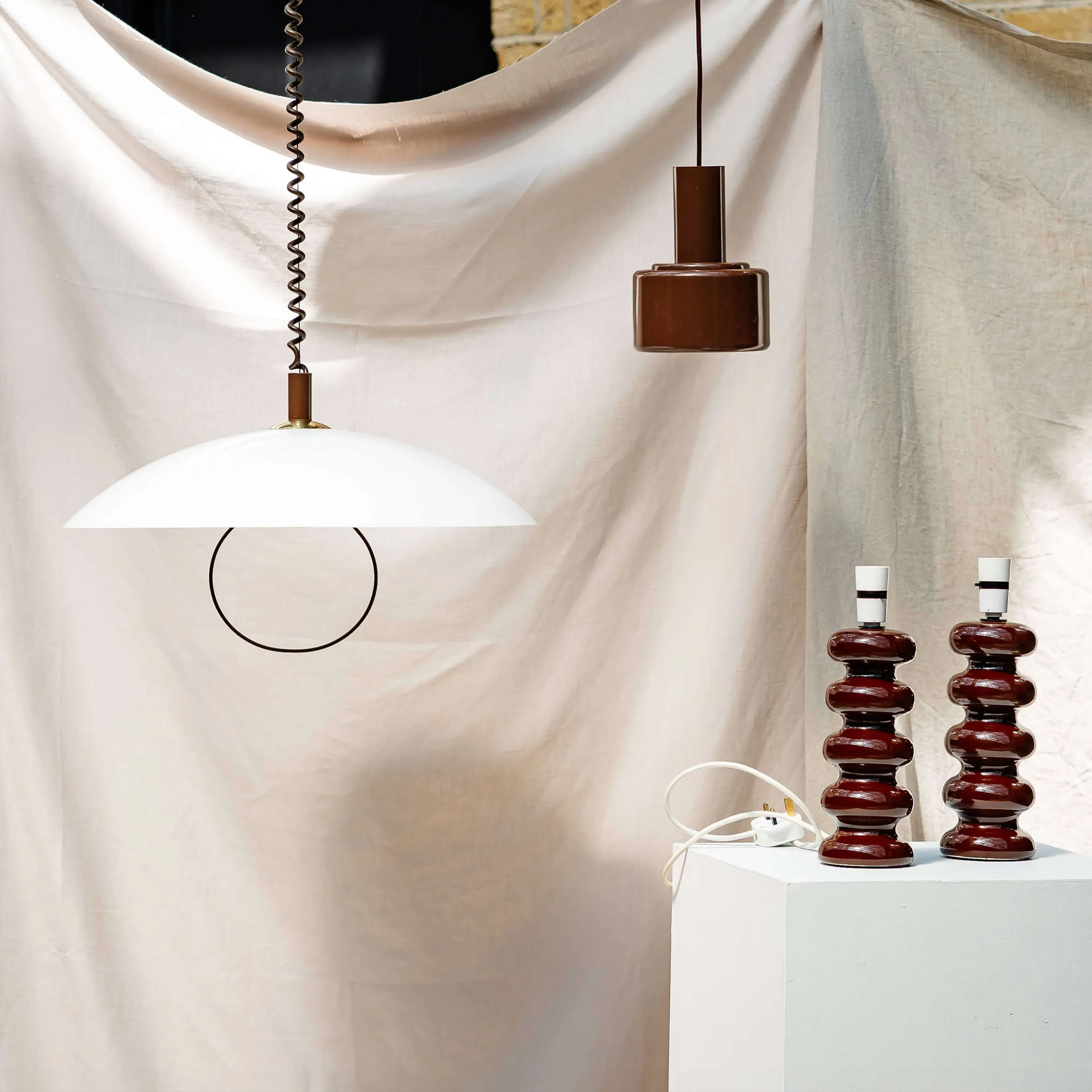 Red small opaline ceiling pendant