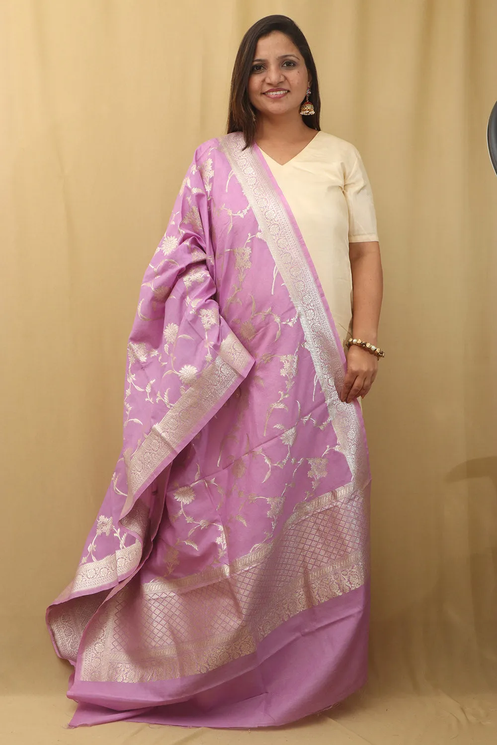 Royal Purple Banarasi Silk Dupatta - Elegant and Luxurious