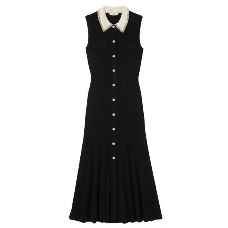 SANDROContrast-Collar Midi Dress