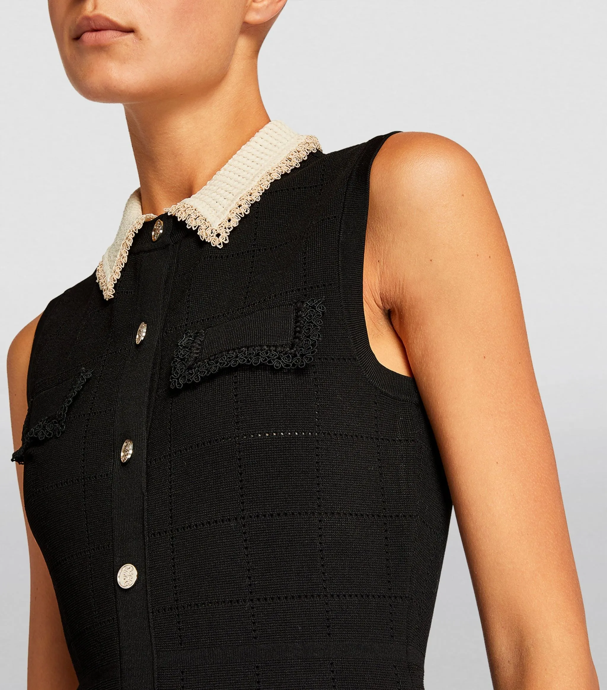SANDROContrast-Collar Midi Dress