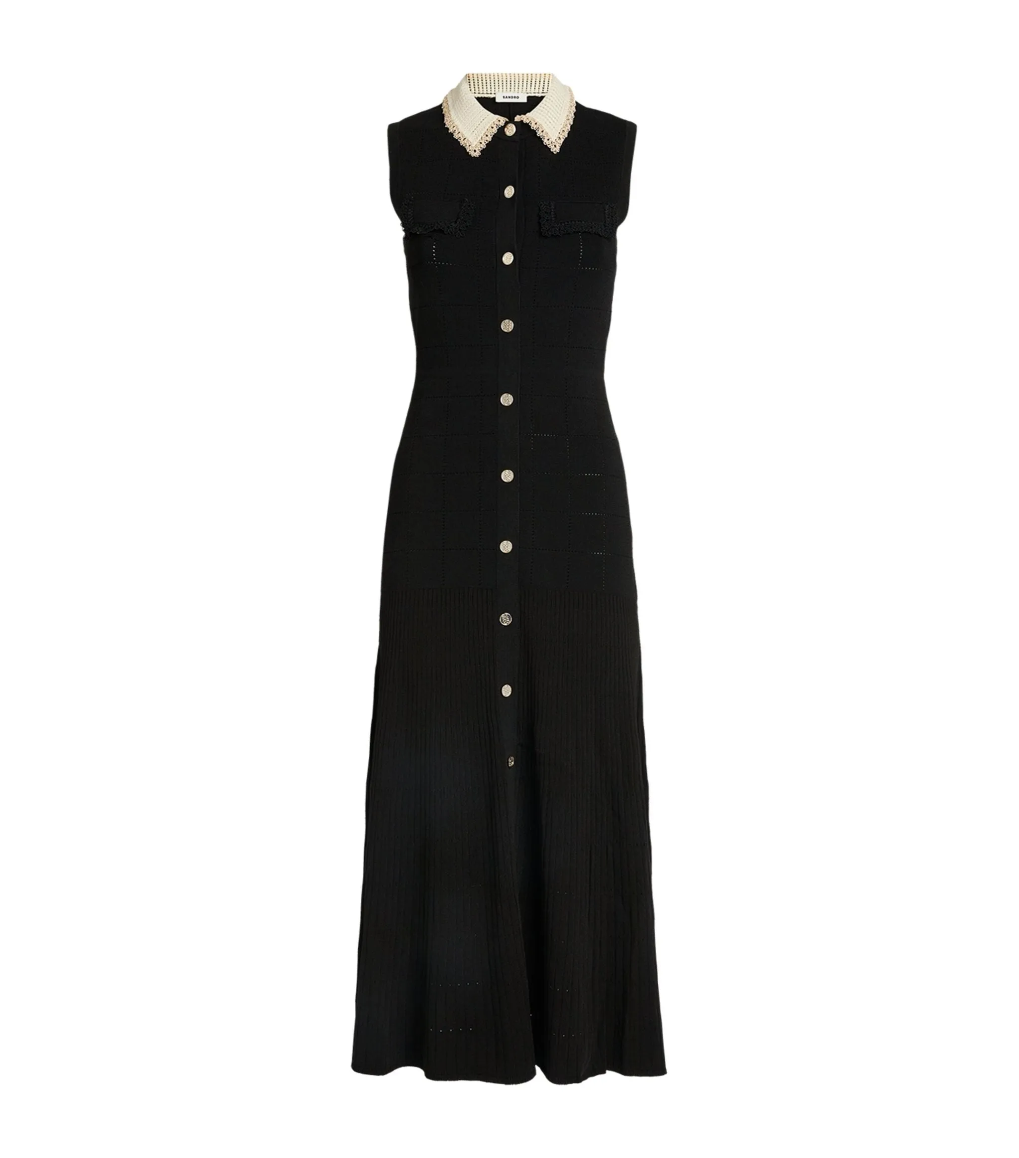 SANDROContrast-Collar Midi Dress
