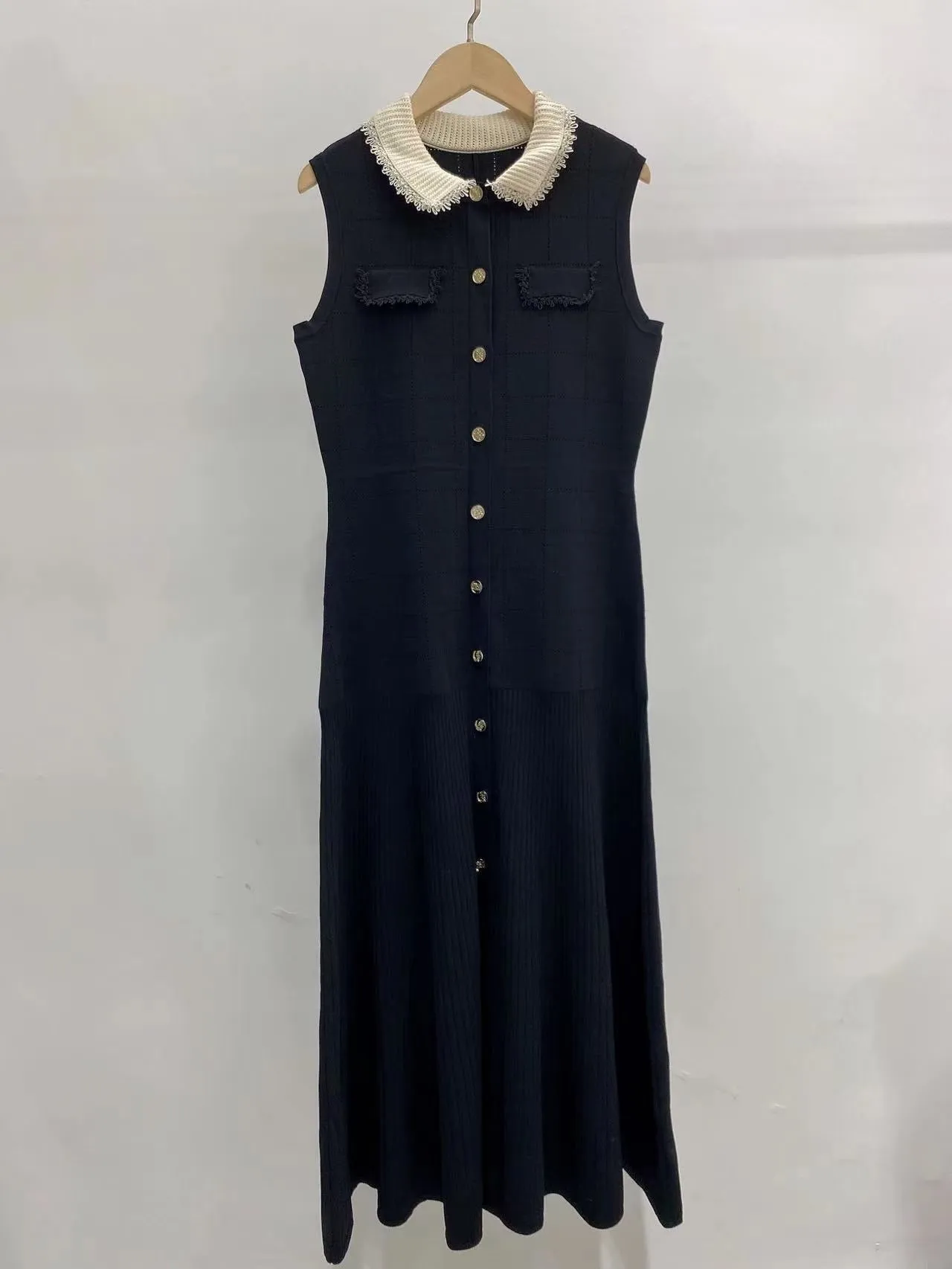SANDROContrast-Collar Midi Dress