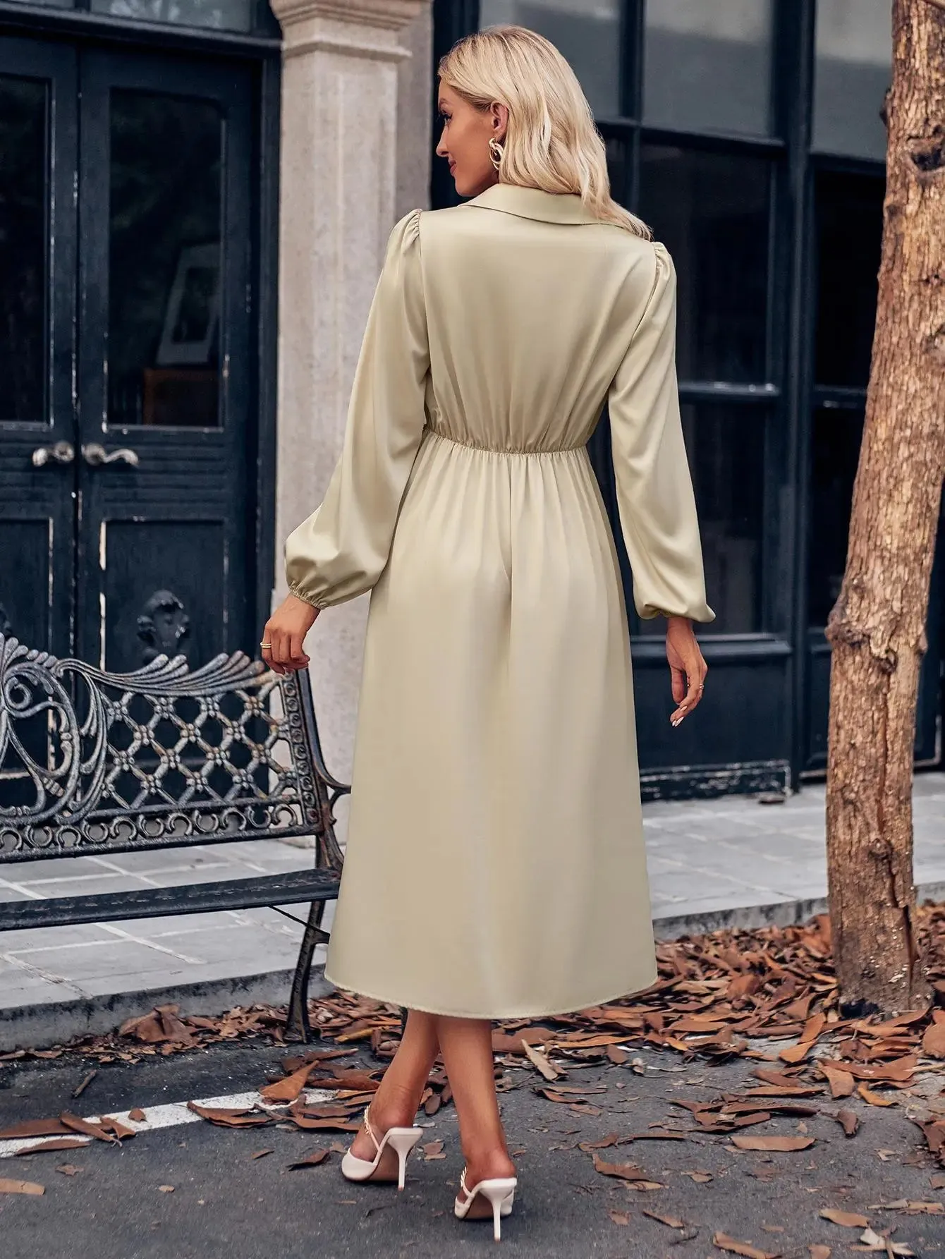 Satin Long Sleeve Dress