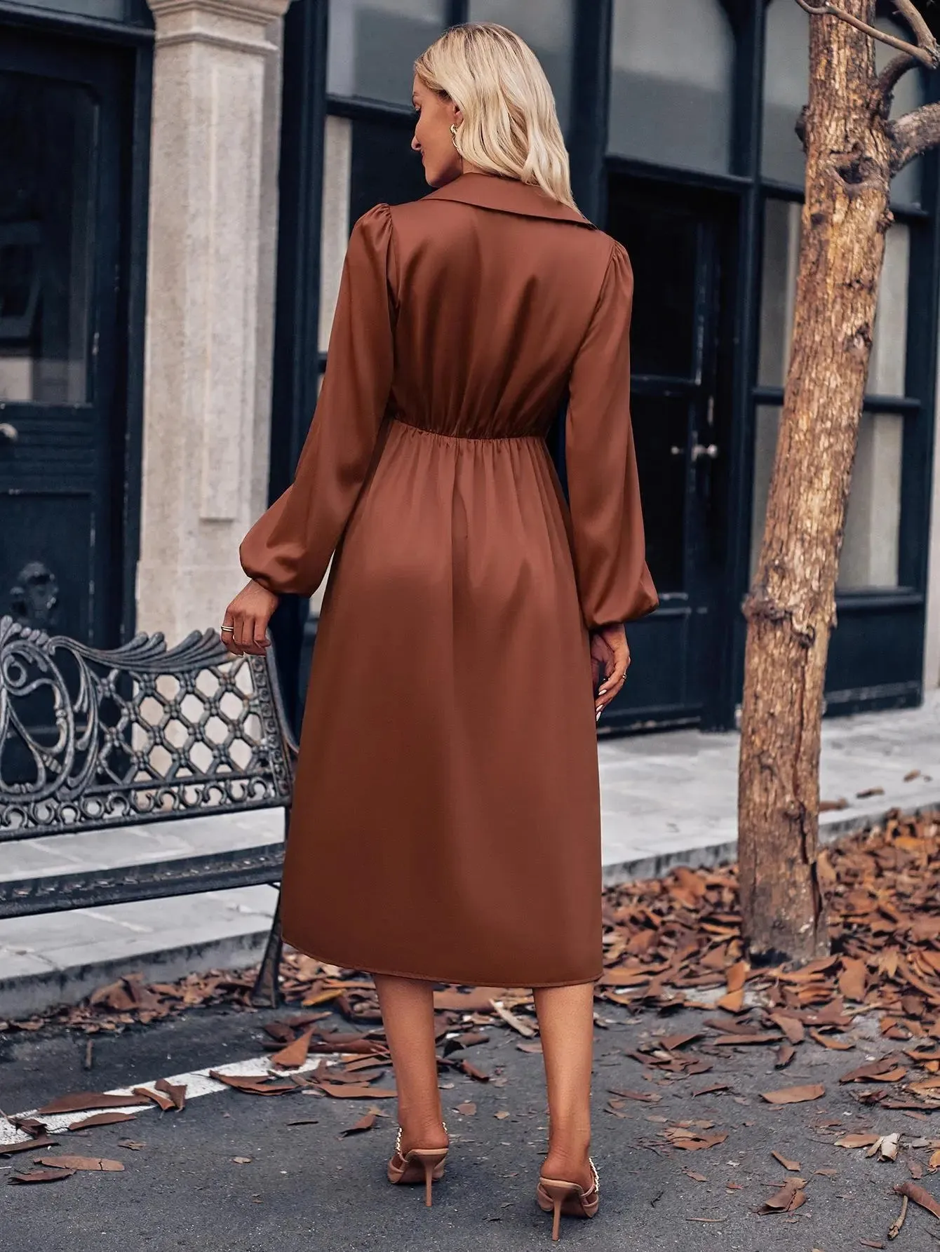 Satin Long Sleeve Dress