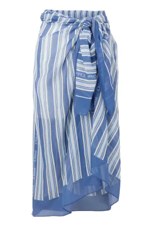 Striped Cotton and Silk-blend Voile Scarf