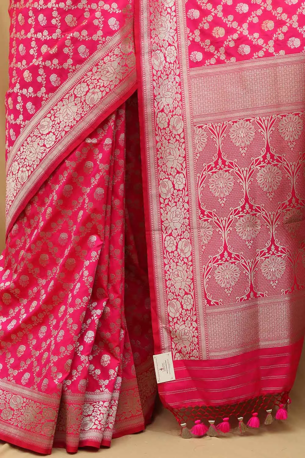 Stunning Pink Banarasi Silk Saree - Elegant and Timeless