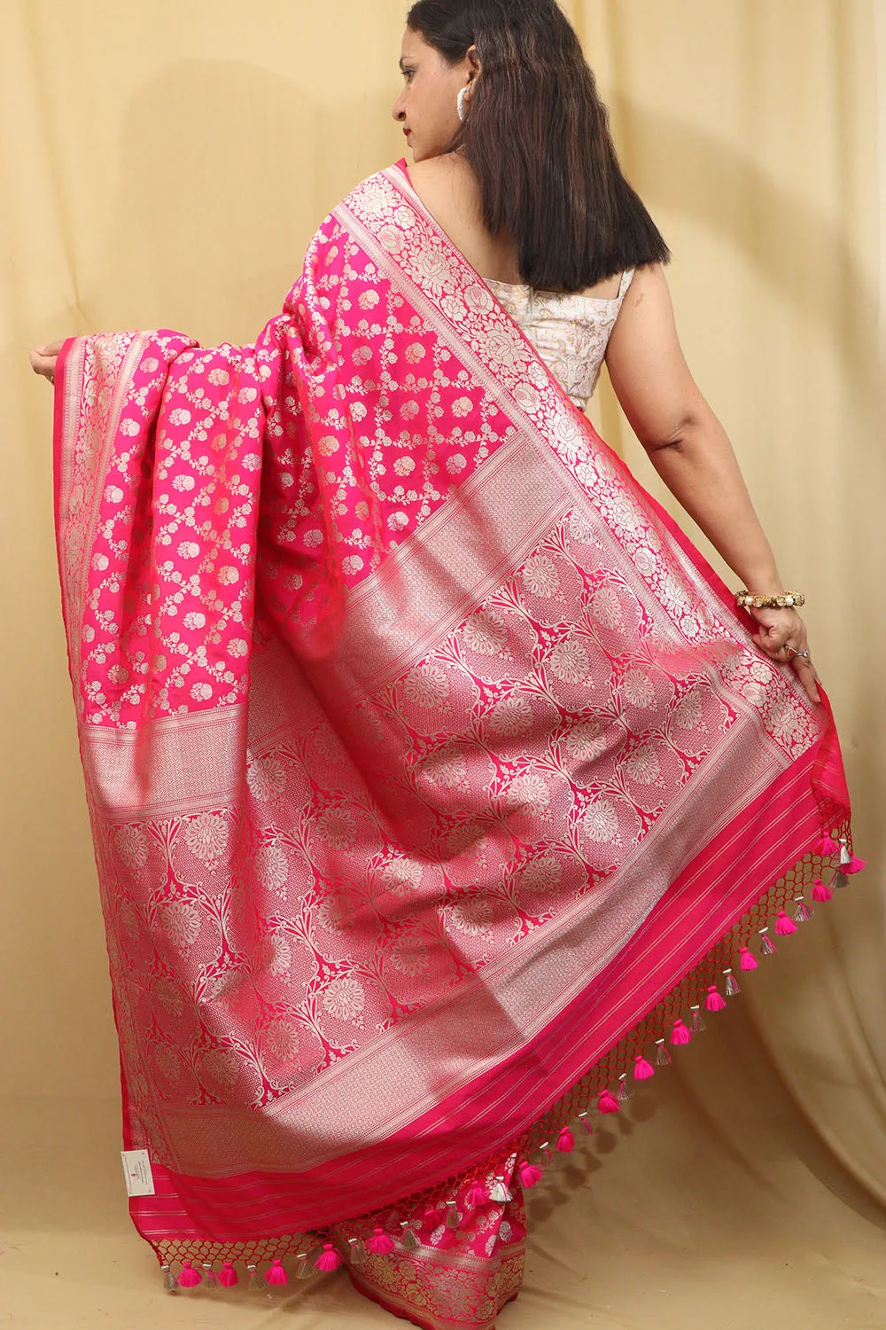 Stunning Pink Banarasi Silk Saree - Elegant and Timeless