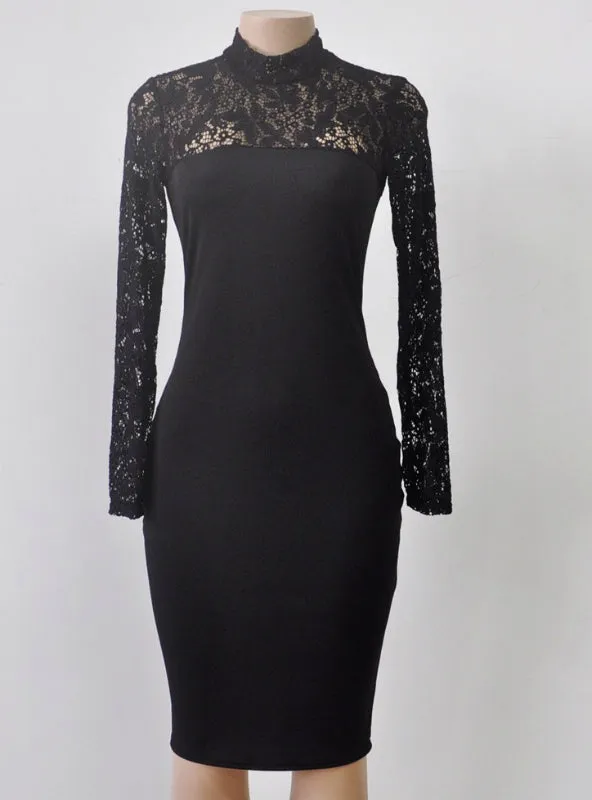 TastyHottie - White Lace Dress New Winter Turtleneck Long Sleeve