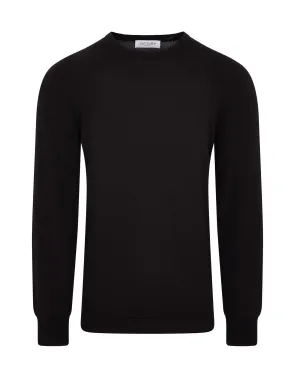 Zattura Travel Wool Crew Neck Knitted Jumper (Black)