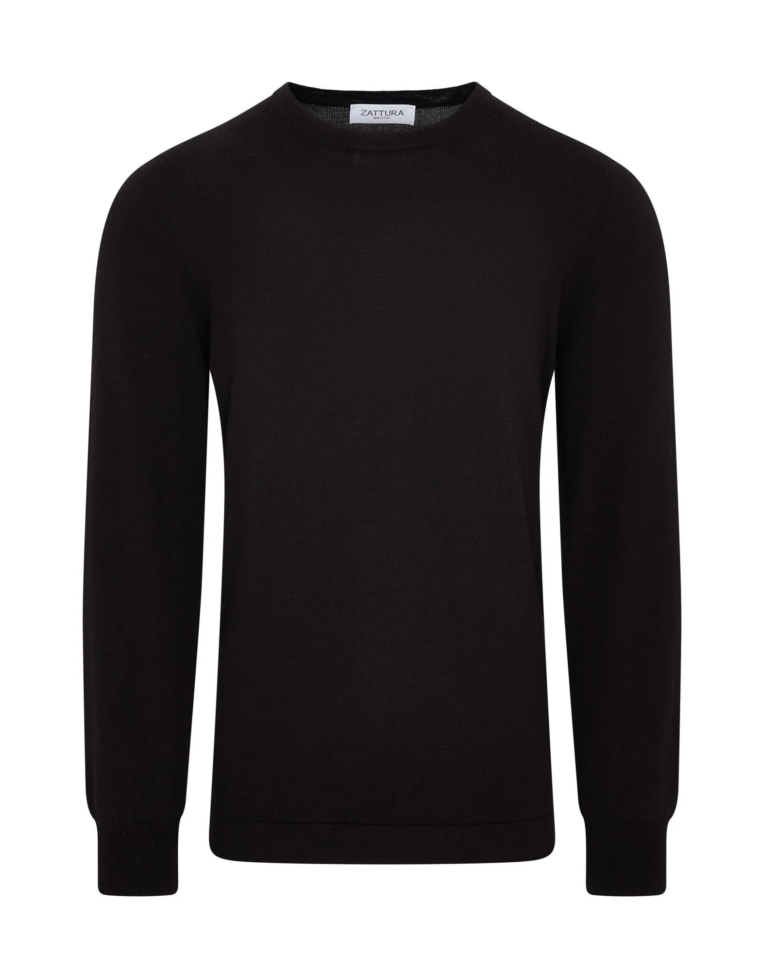 Zattura Travel Wool Crew Neck Knitted Jumper (Black)